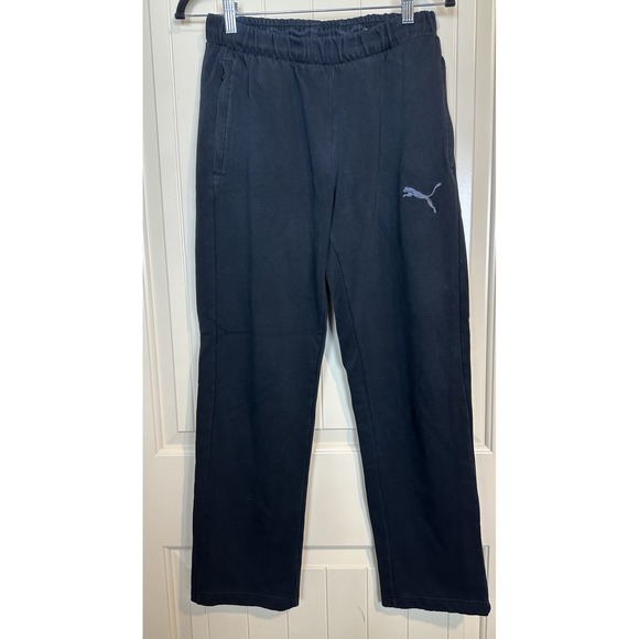Puma Sweatpants Men's Small Black Straight Leg Cotton Athletic Gym Training - Picture 1 of 4